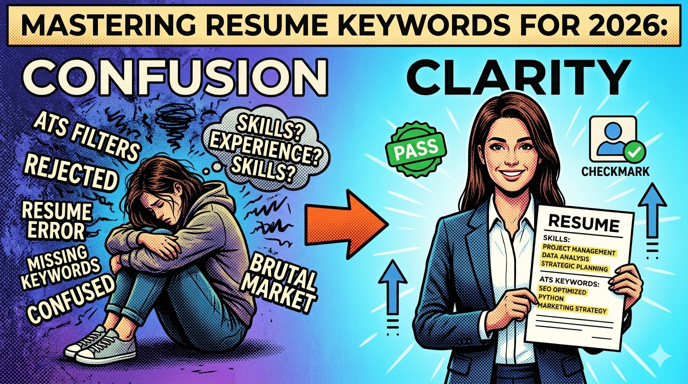 Illustration of keyword tags being matched to a job description