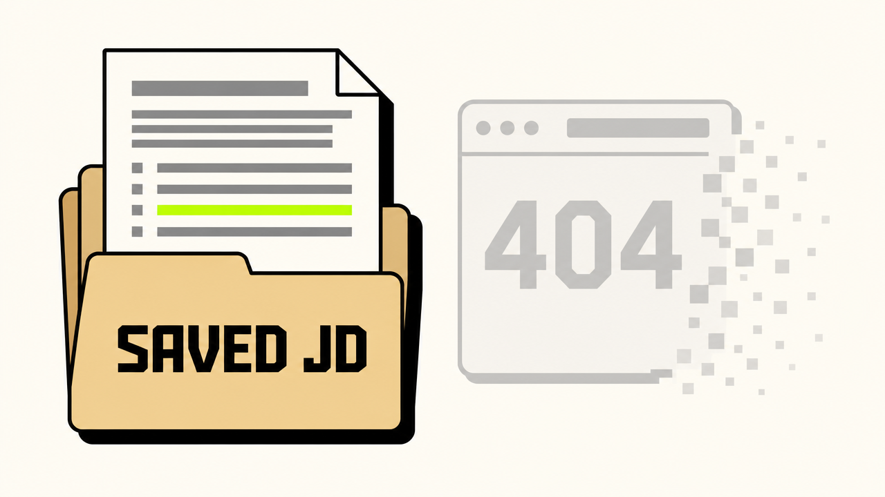 Job description document being archived to a folder before the original listing disappears